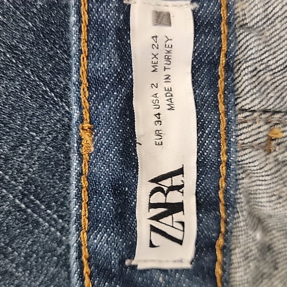 Zara Dark Blue Denim Wide Leg Jeans  NWOT - Picture 9 of 10